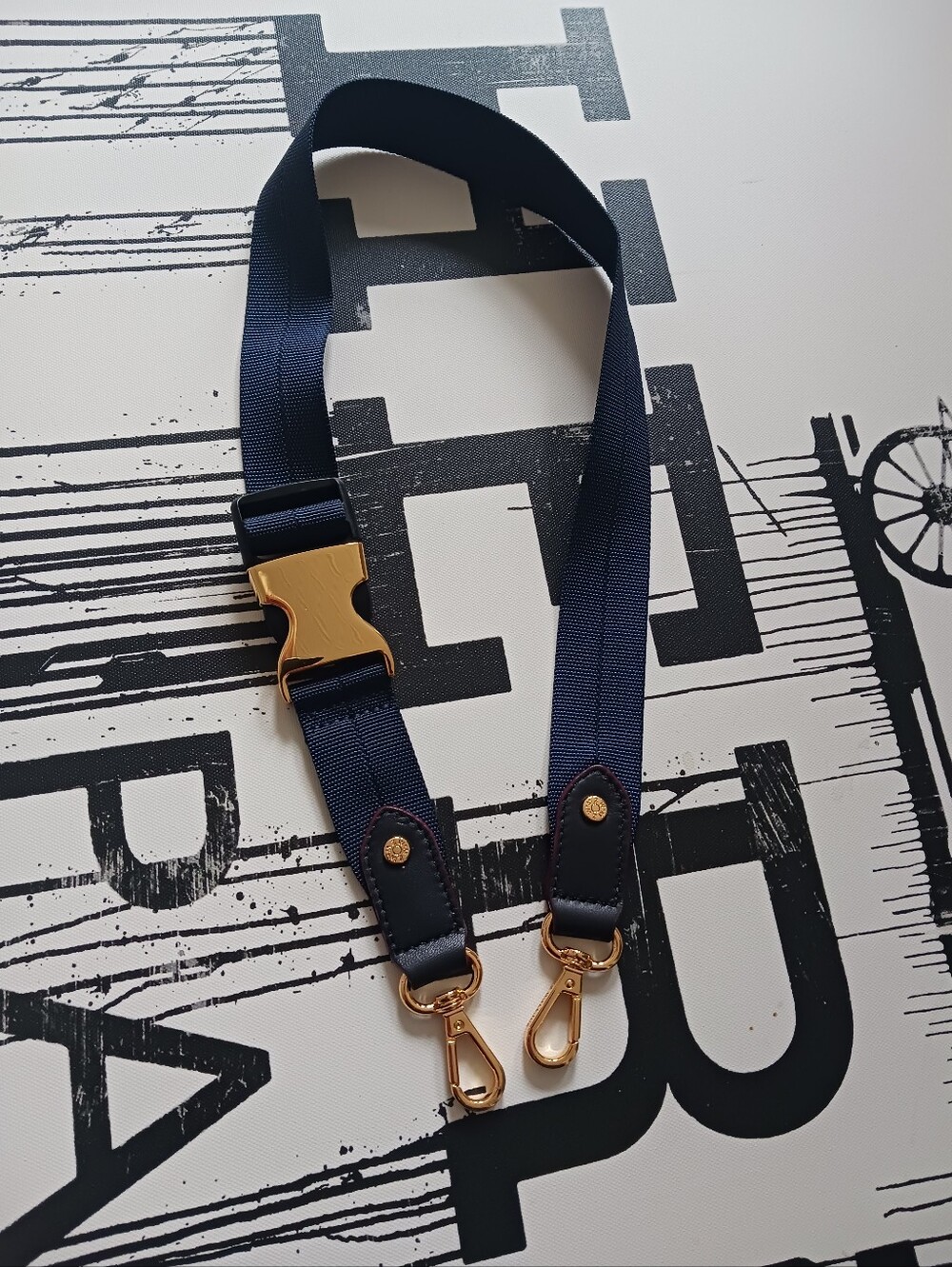 Mz Wallace Navy Shoulder Strap with Gold Hardware , Total Lenght 31"